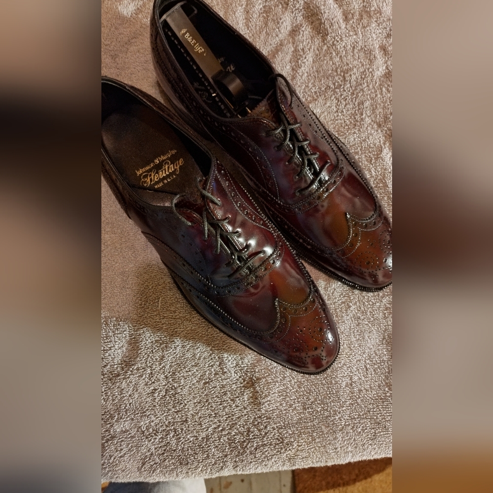 Johnston & Murphy Heritage Wingtips, Made in USA, Burgundy, sz 9.5